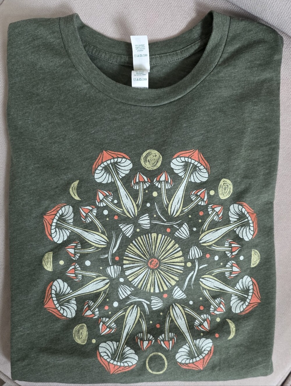 Royal Apparel Mushroom Mandala Moon Graphic Tee XL Unisex Oversized Cotton RPET